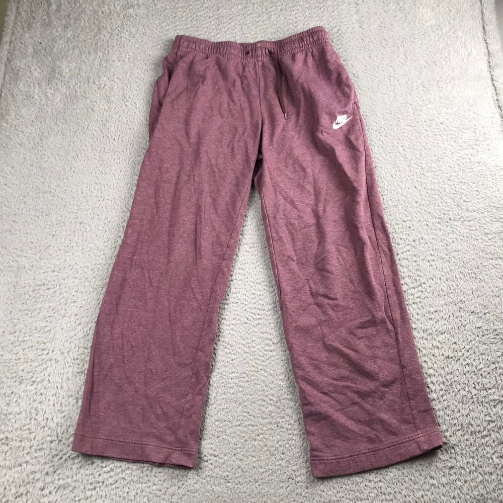 Nike Sweatpants Womens S (29x28) Burgundy Fleece Wide Leg Lounge Joggers *Flaw
